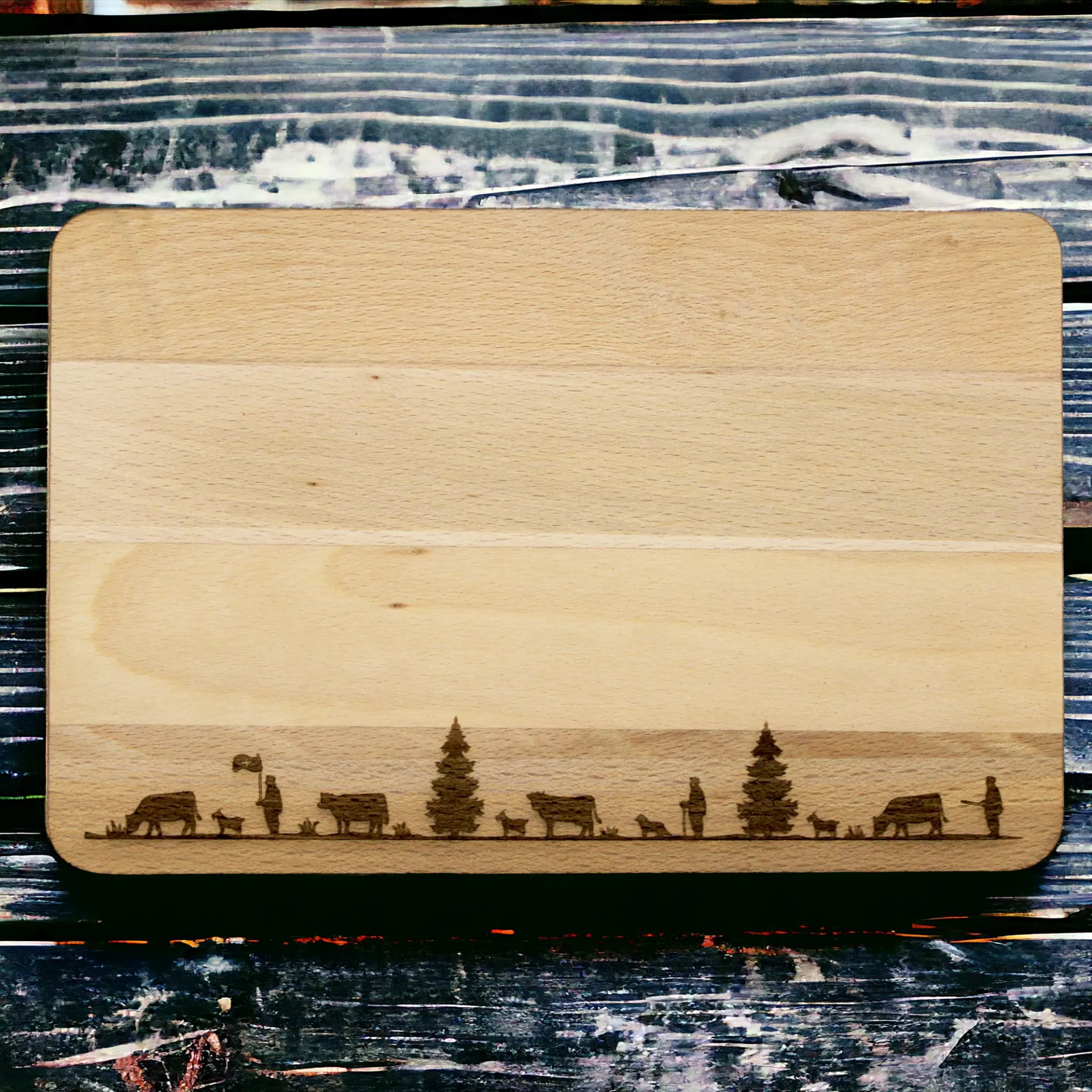 Frühstückbrettchen - Alpaufzug - Buche