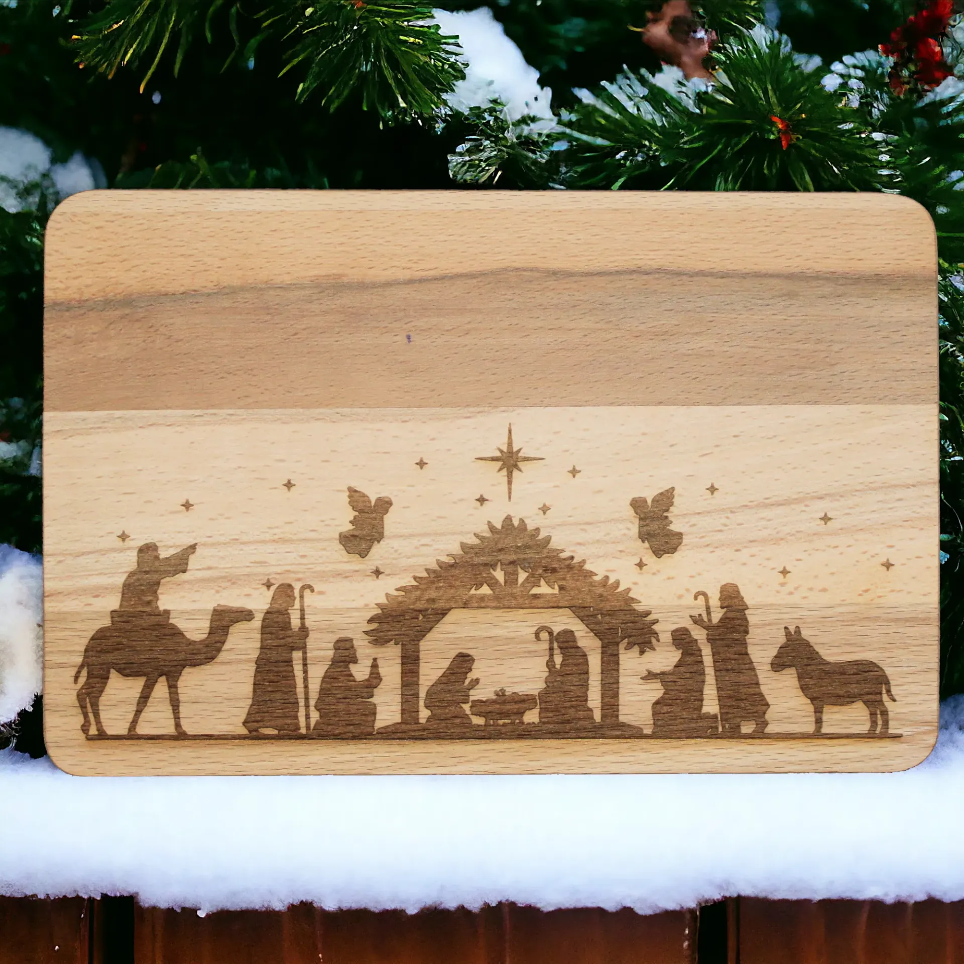 [EvGe-La-108] Frühstückbrettchen - Krippe - Buche