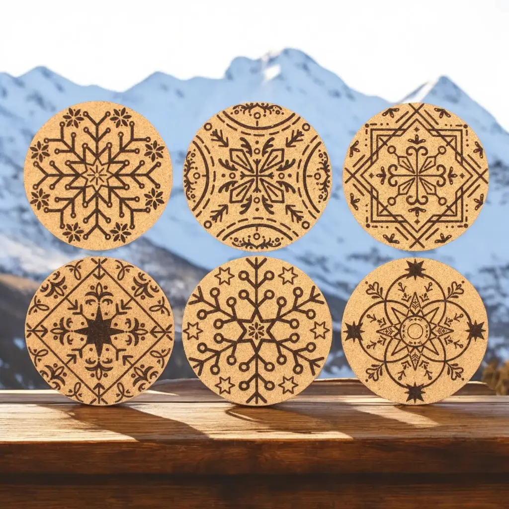 [EvGe-La-214] Schneeflocken Edition Korkuntersetzer – Ø10cm